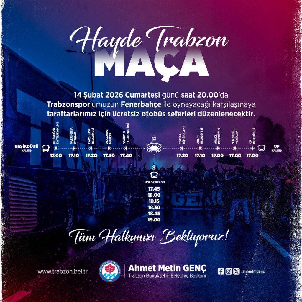 BÜYÜKŞEHİR’DEN TARAFTARA ÜCRETSİZ ULAŞIM VE OTOPARK HİZMETİ